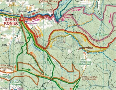 mapa tras biegowych w rejonie Zieleńca