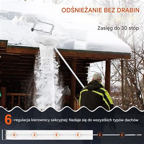 Infografika porównująca zasięg wyrzutu śniegu z różnych typów odśnieżarek.