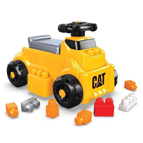 Zdjęcie detali betoniarki Mega Bloks CAT, pokazujące obrotowy bęben i klocki