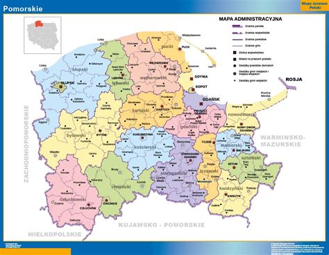 Mapa województwa pomorskiego z zaznaczonymi lokalizacjami ofert sprzedaży betoniarek