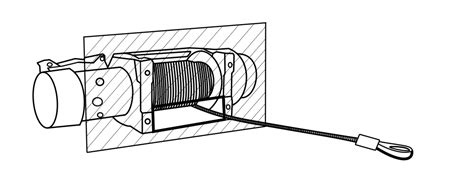 schemat prawidłowego montażu wyciągarki z płytą montażową