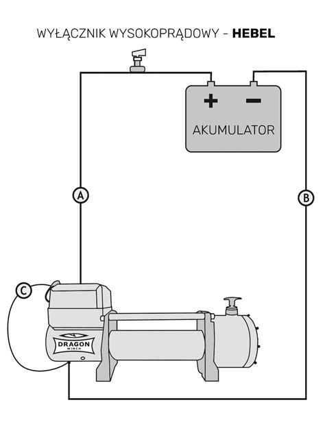 schemat podłączenia elektrycznego wyciągarki do akumulatora