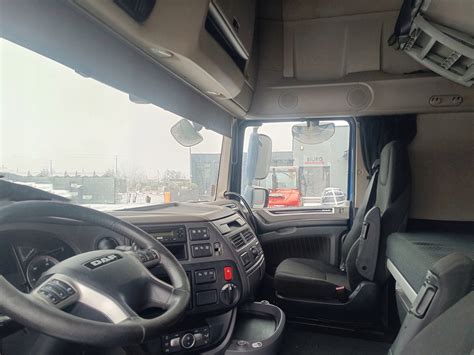 Przekrój kabiny DAF XF, ukazujący przestrzeń i rozmieszczenie elementów.