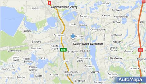 mapa: Czechowice-Dziedzice i okolice z zaznaczonymi trasami transportowymi