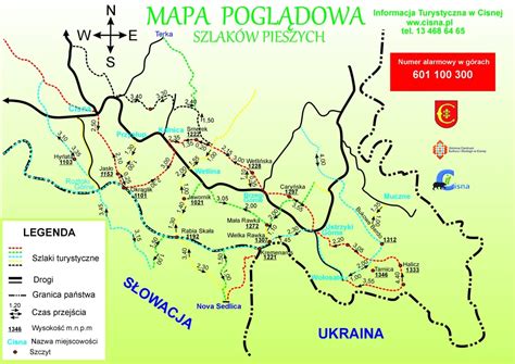 Mapa szlaków turystycznych w okolicy Markowych Szczawin