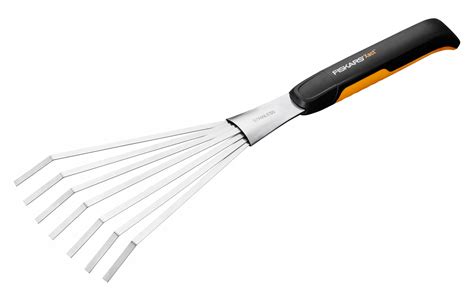 Małe grabie Fiskars Xact do pielęgnacji rabat