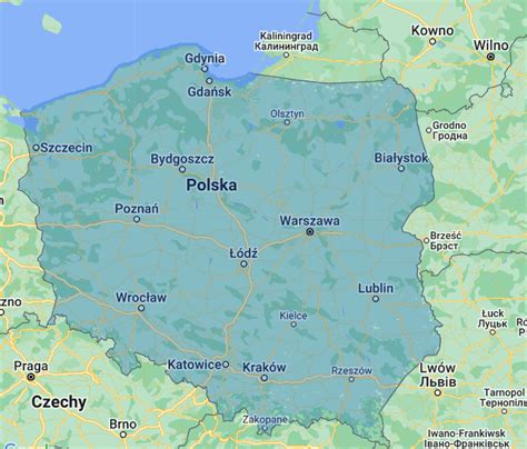 Mapa zasięgu działań firmy obejmująca Nowy Sącz, Muszynę, Piwniczną oraz Krynicę