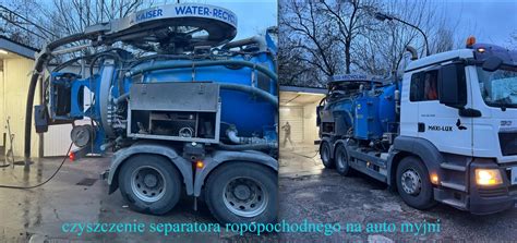 Schemat przedstawiający proces czyszczenia separatorów ropopochodnych