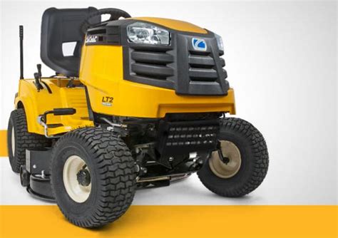 Thematic photo of Cub Cadet LT2 lawn tractor in a garden setting