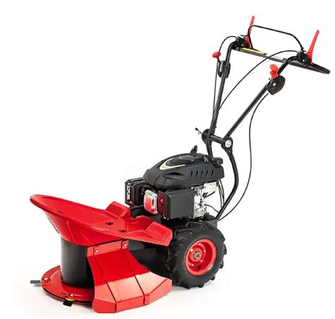 Photo of a self-propelled drum mower on uneven terrain