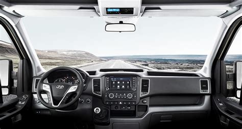 Interior photo of Hyundai H350 driver's cabin with dashboard visible