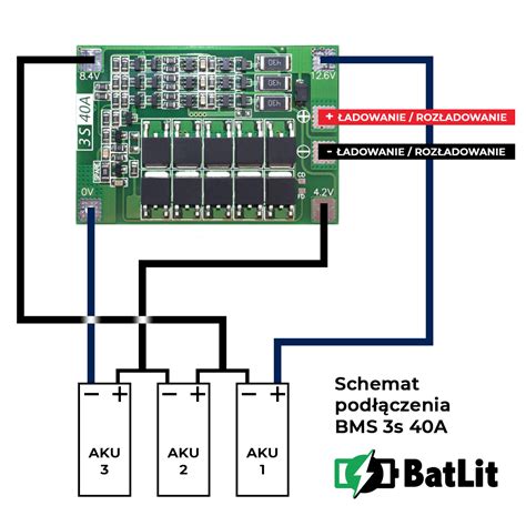 schemat układu BMS z pakietem baterii