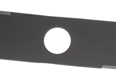 Detailed close-up of the Sabo 43 cm Turbostar 43 060044 mower blade, showing its design and mounting hole.