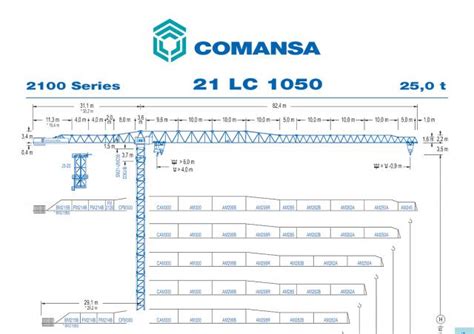 Technical diagram of Comansa 21LC1050 crane