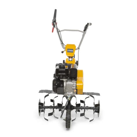 Thematic photo of a Stiga SRC 775 RG rototiller in an active garden