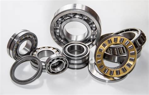 Close-up photo of various types of bearings used in agricultural machinery