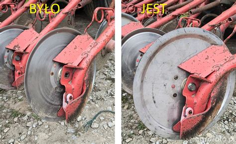 Zbliżenie na podwójne redlice talerzowe DUALDISC, pokazujące ich konstrukcję i sposób pracy z resztkami pożniwnymi.