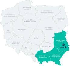 Mapa Zamościa wskazująca obszary aktywności firm budowlanych i transportowych