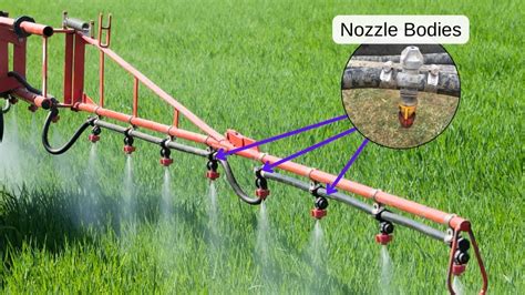 Thematic photo of a field sprayer, focusing on the boom and nozzles