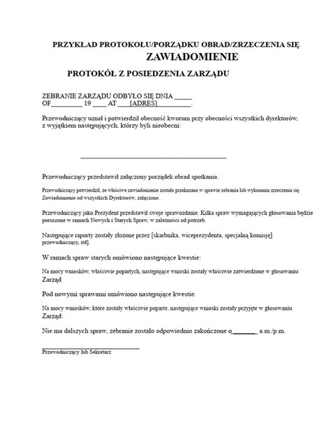 przykład protokołu szkody