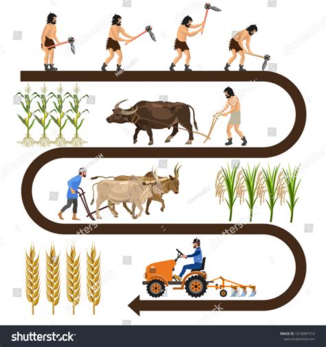 Diagram showing the evolution of agricultural machinery