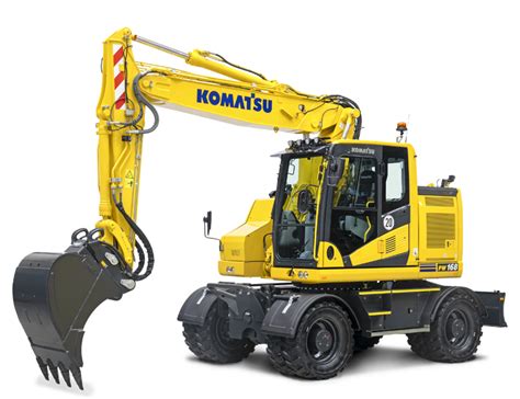 Thematic photo of a Komatsu wheeled excavator on a construction site