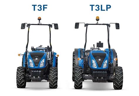 Schemat porównujący wymiary ciągników New Holland T3F i T3LP