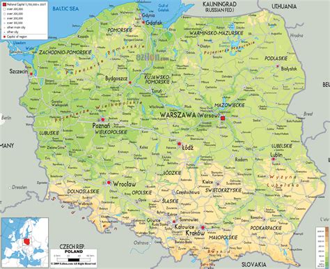 Mapa Polski z zaznaczonymi lokalizacjami ogłoszeń o kosiarkach Castel Garden na OLX