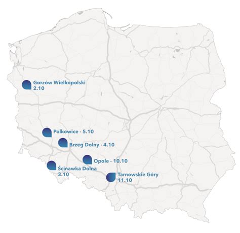 Mapa z lokalizacjami punktów serwisowych Zeppelin Polska