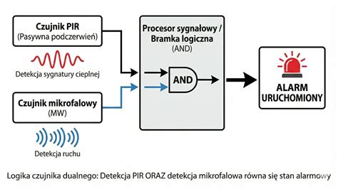Ilustracja przedstawiająca zasadę działania czujnika PIR
