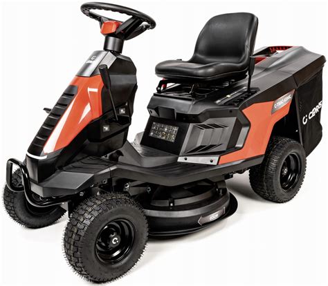 Kosiarka ogrodowa z bliska, prezentująca ostrze i koła