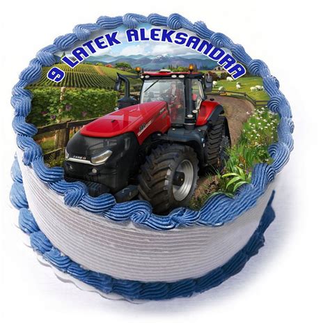 Duży traktor jako główny motyw kartki