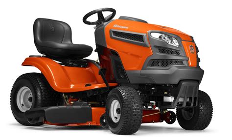 Thematic photo of a Husqvarna garden tractor working on a lawn