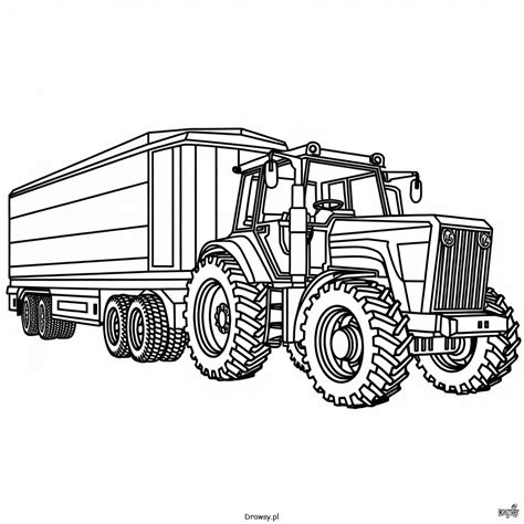 kolorowanka przedstawiająca traktor z przyczepą do wydruku
