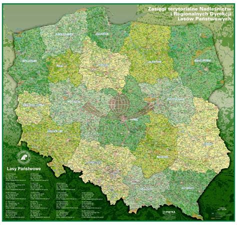 Mapa lasów państwowych w Polsce
