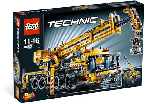 Schematyczny rysunek zestawu LEGO Technic 8053 Mobilny Żuraw z zaznaczonymi kluczowymi elementami.