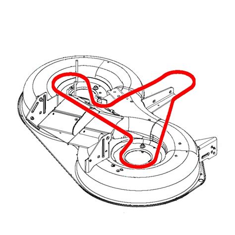 Diagram pokazujący, jak pasek napędowy łączy silnik z mechanizmem koszącym w traktorku ogrodowym