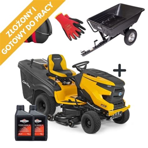zdjęcie traktorka Cub Cadet XT2 z podpiętą przyczepką