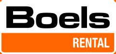 Zdjecie logo firmy Boels Rental oraz wybranych maszyn budowlanych.