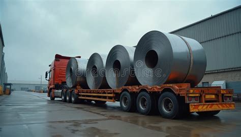 Thematic photo of a coilmulda semitrailer with steel coils loaded