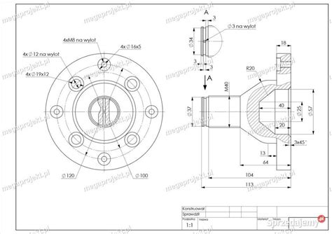 rysunek techniczny z wymiarami rozrusznika