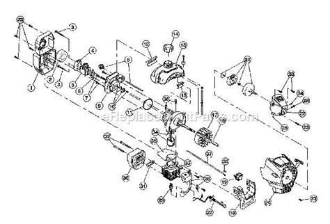 Diagram of a tiller engine for identifying components
