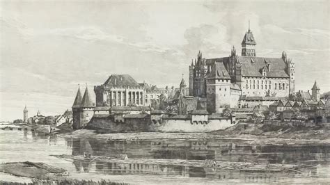 historyczna młocarnia, rycina