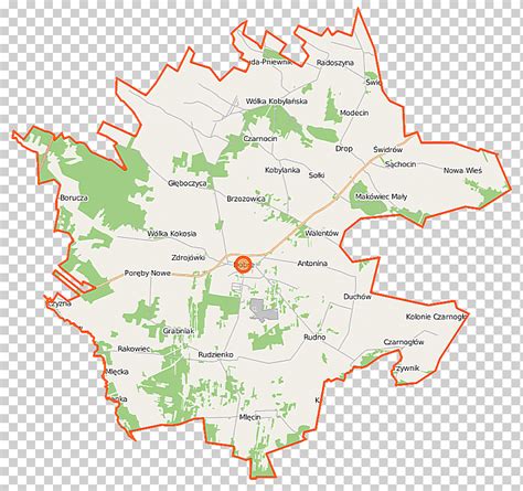 mapa regionu Mazowsze z zaznaczonymi miejscowościami Dębe Wielkie, Halinów, Mińsk Mazowiecki, Sulejówek, Warszawa