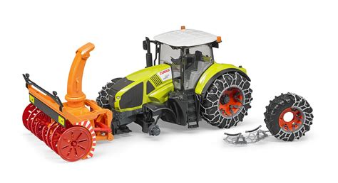 Thematic photo of Bruder Claas Axion 950 with snow blower in action