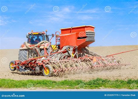 Thematic photo of a modern seeder in a field