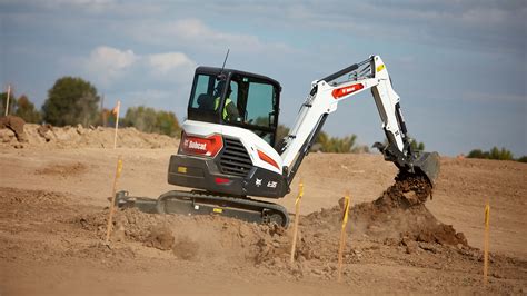 Photo of a Bobcat mini excavator in action