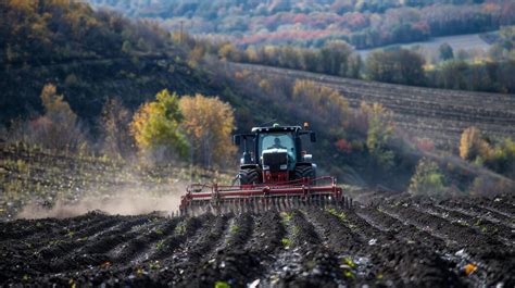 Thematic photo of a large agricultural field during deep tillage