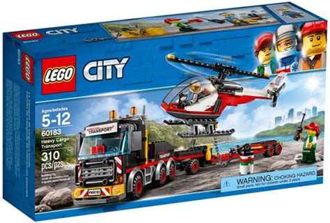 Model ciężarówki z naczepą i helikopterem z zestawu LEGO City 60183