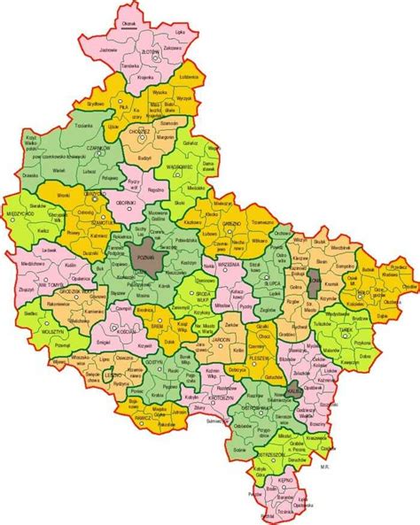 Mapa województwa lubelskiego z zaznaczonymi kluczowymi miejscowościami, gdzie można znaleźć części do siewnika Poznaniak